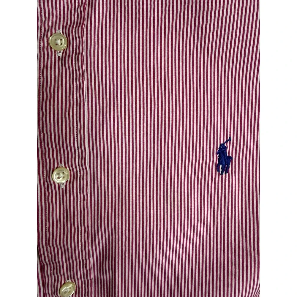 Polo Ralph Lauren Striped Button Down Shirt Red White Size XL Long Sleeve Preppy